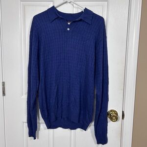 Tasso Elba Men’s Silk Cashmere Polo Sweater Luxury Yarn Pullover Size Medium